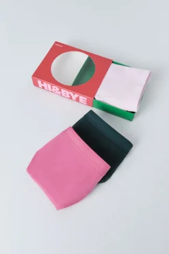 HI&BYE Pack 3 bragas clásicas rosa, verde, fucsia