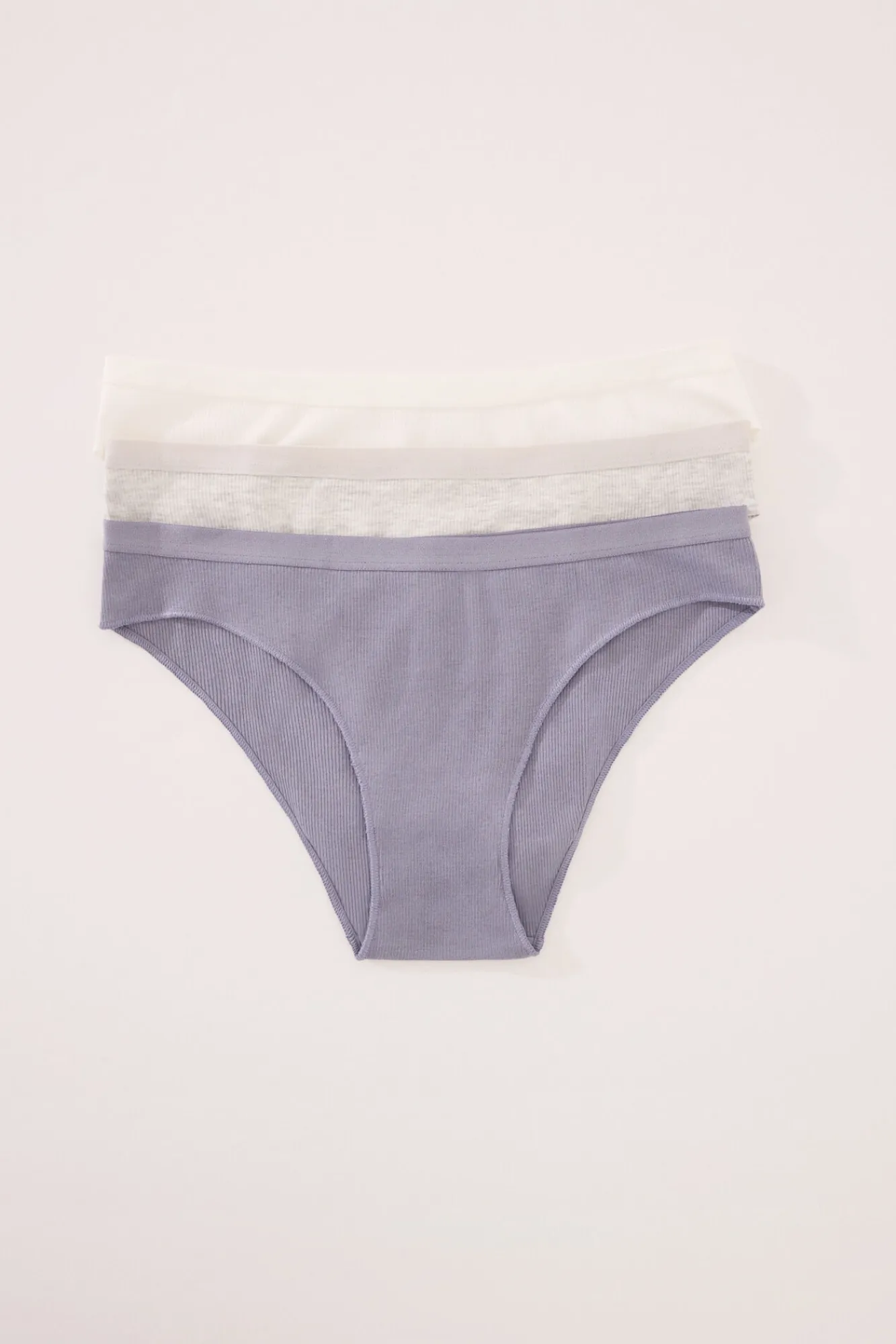 Women'secret Pack 3 braguitas canalé algodón viscosa