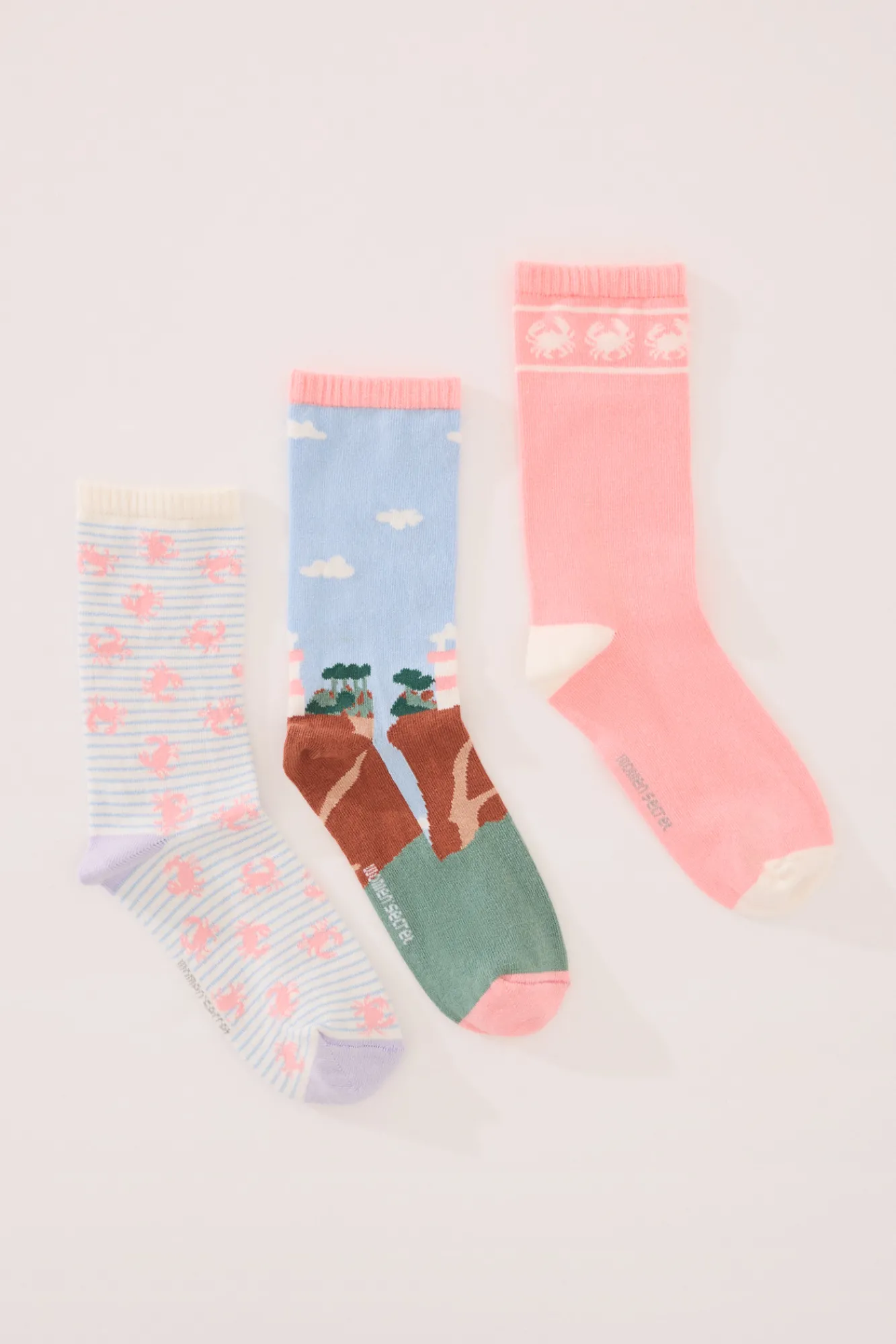 Women'secret Pack 3 calcetines altos print cangrejos