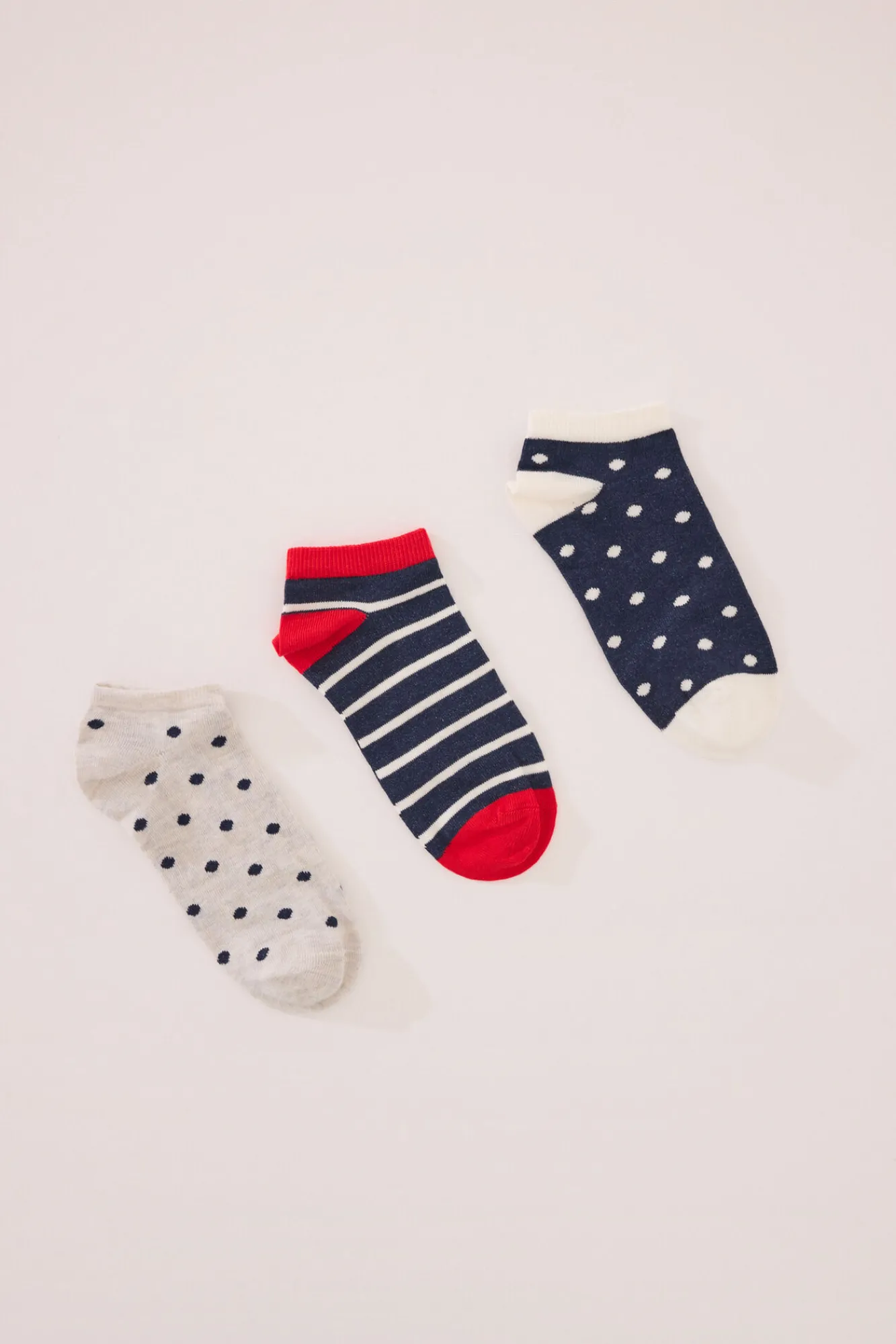 Women'secret Pack 3 calcetines cortos puntos y rayas