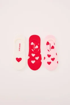 Women'secret Pack 3 calcetines invisibles algodón print corazones