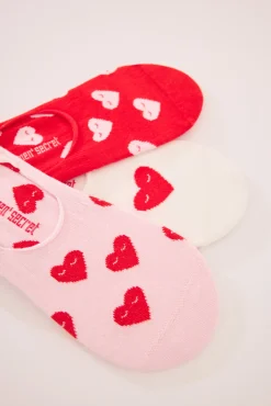 Women'secret Pack 3 calcetines invisibles algodón print corazones