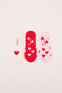 Women'secret Pack 3 calcetines invisibles algodón print corazones