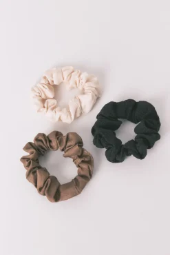 Women'secret Pack 3 mini scrunchies negro/marrón/blanco