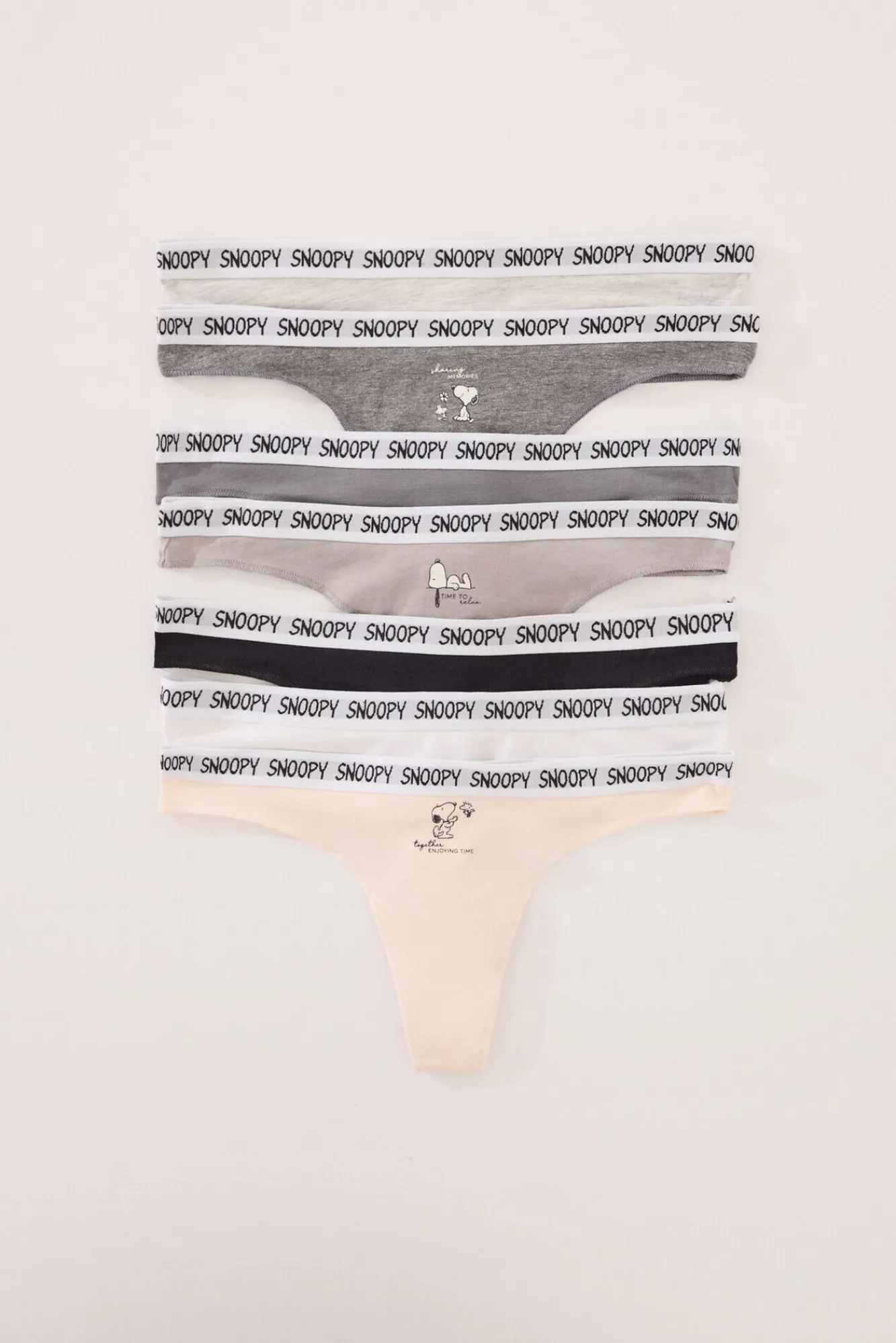 Women'secret Pack 7 tangas algodón multicolor Snoopy