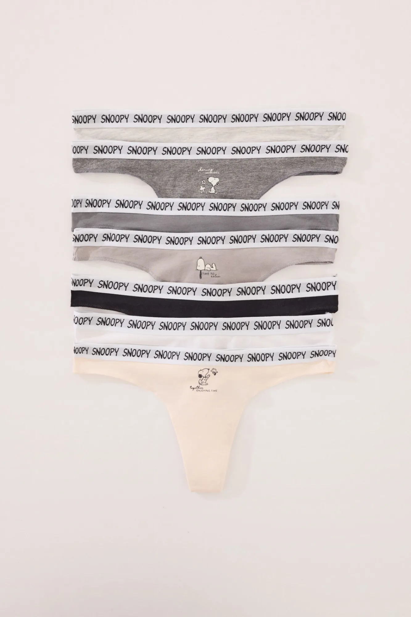 Women'secret Pack 7 tangas algodón multicolor Snoopy