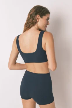 Women'secret Pantalón corto canalé oscuro