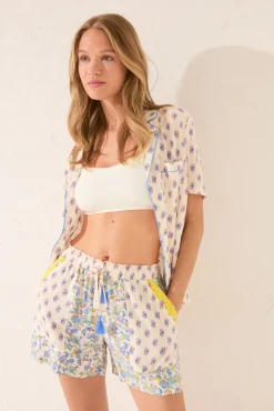 Women'secret Pantalón corto viscosa patchwork multicolor