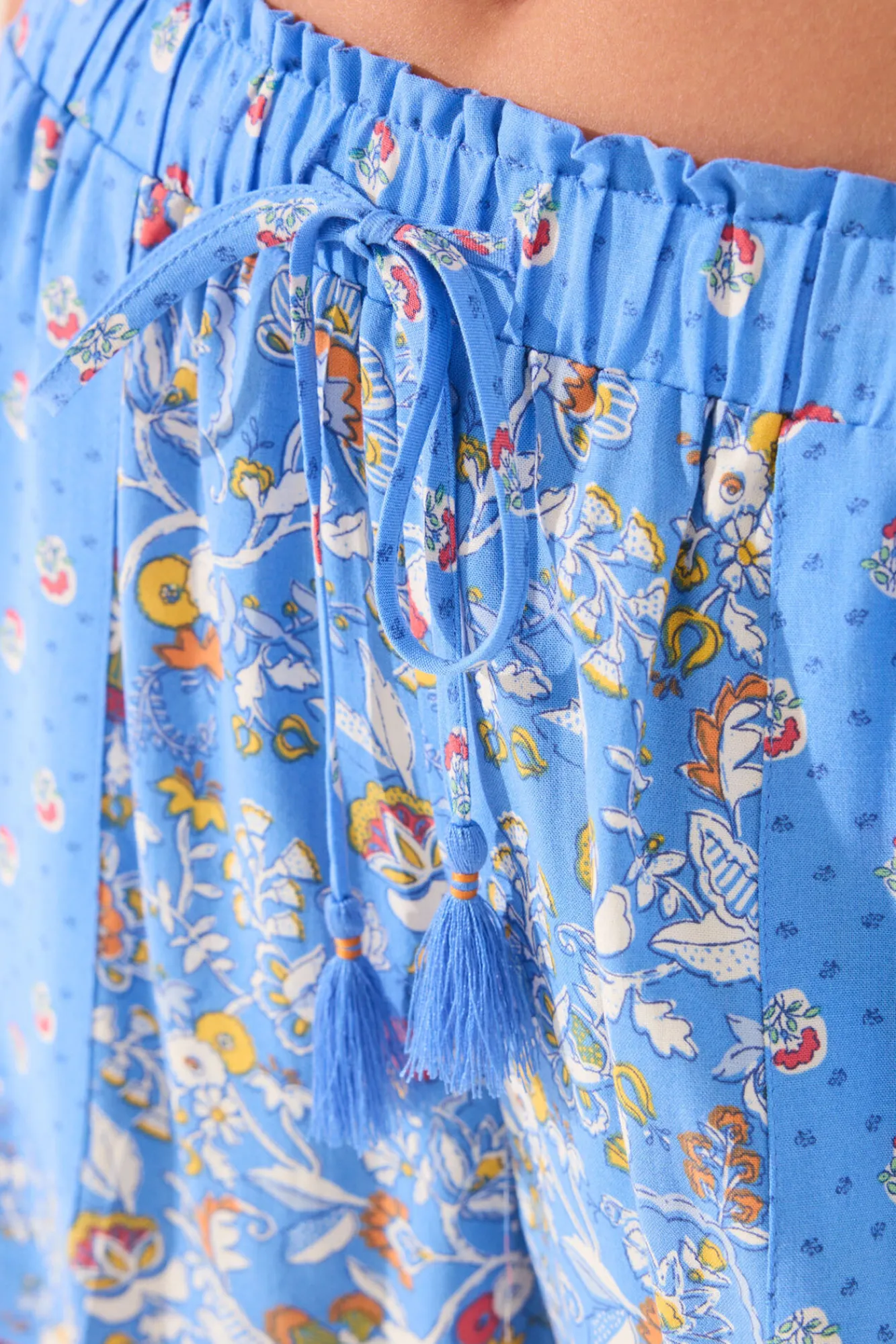 Women'secret Pantalón corto viscosa patchwork azul