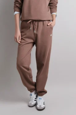 HI&BYE Pantalón jogger felpa algodón marrón