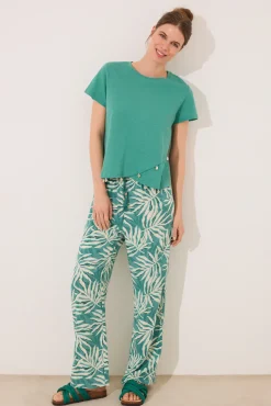 Women'secret Pantalón largo hojas verde