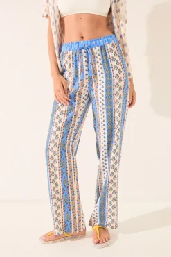 Women'secret Pantalón largo viscosa cenefas multicolor