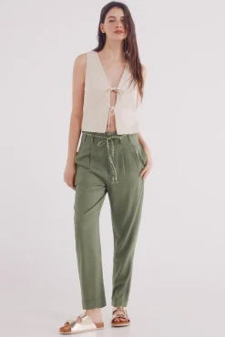 Springfield Pantalón pinzas lino