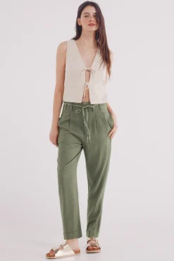 Springfield Pantalón pinzas lino