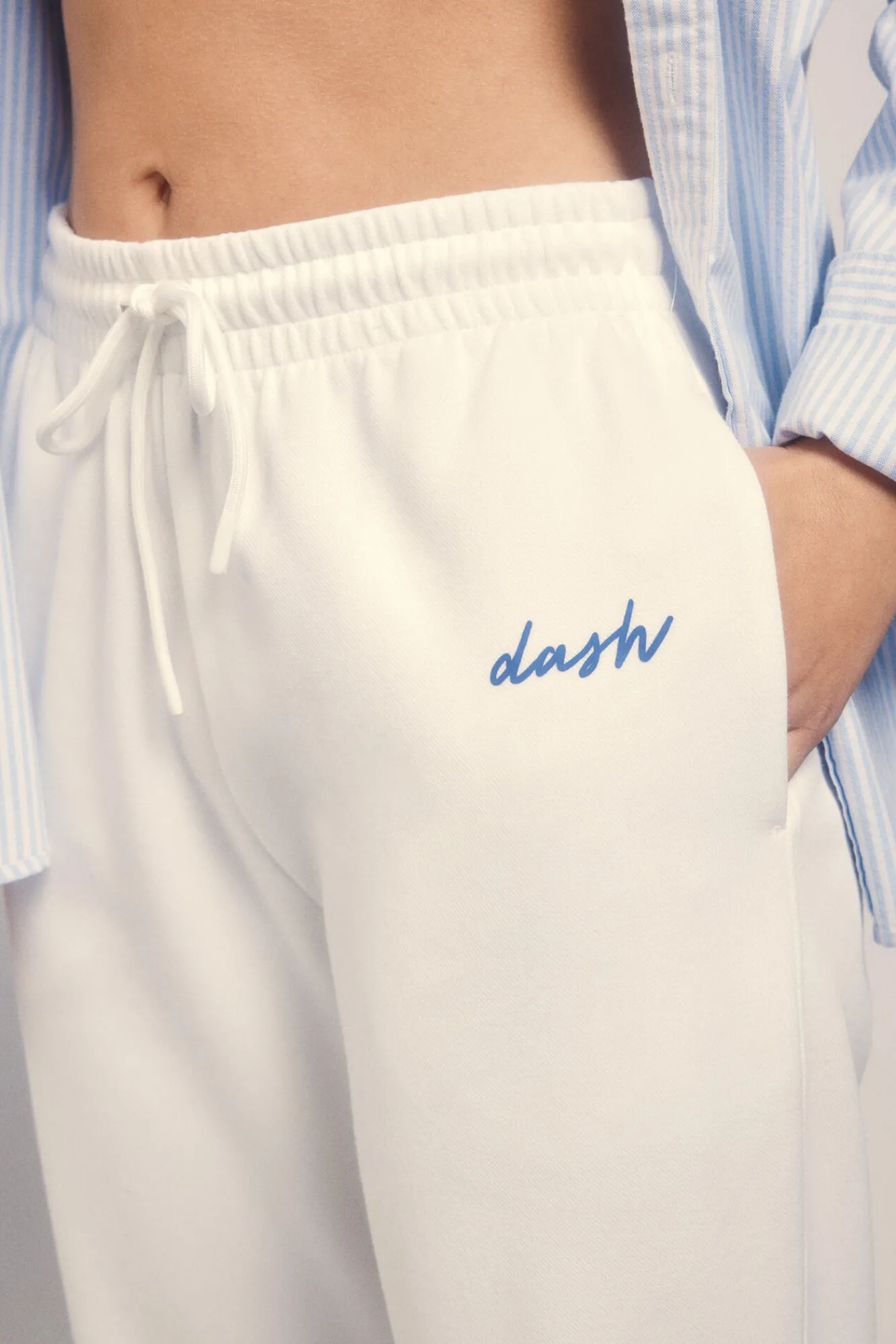 Dash and Stars Pantalón recto felpa piqué marfil