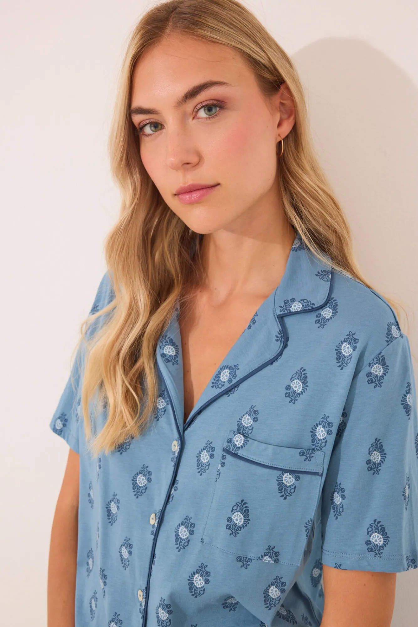 Women'secret Pijama camisero Capri 100% algodón paisley