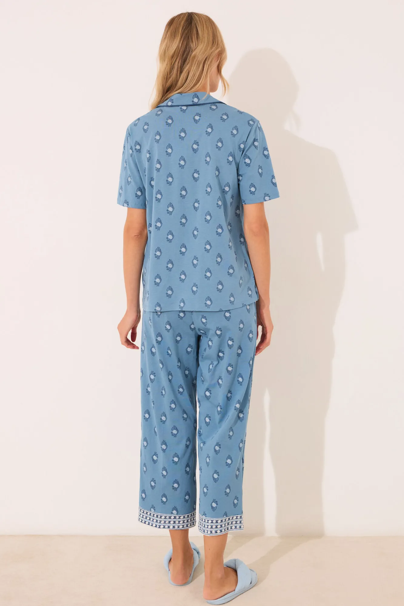 Women'secret Pijama camisero Capri 100% algodón paisley