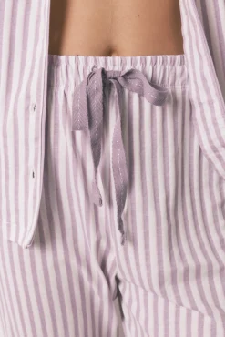 Women'secret Pijama camisero largo 100% algodón rayas lilas