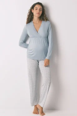 Women'secret Pijama Capri "maternity" técnica soft touch azul