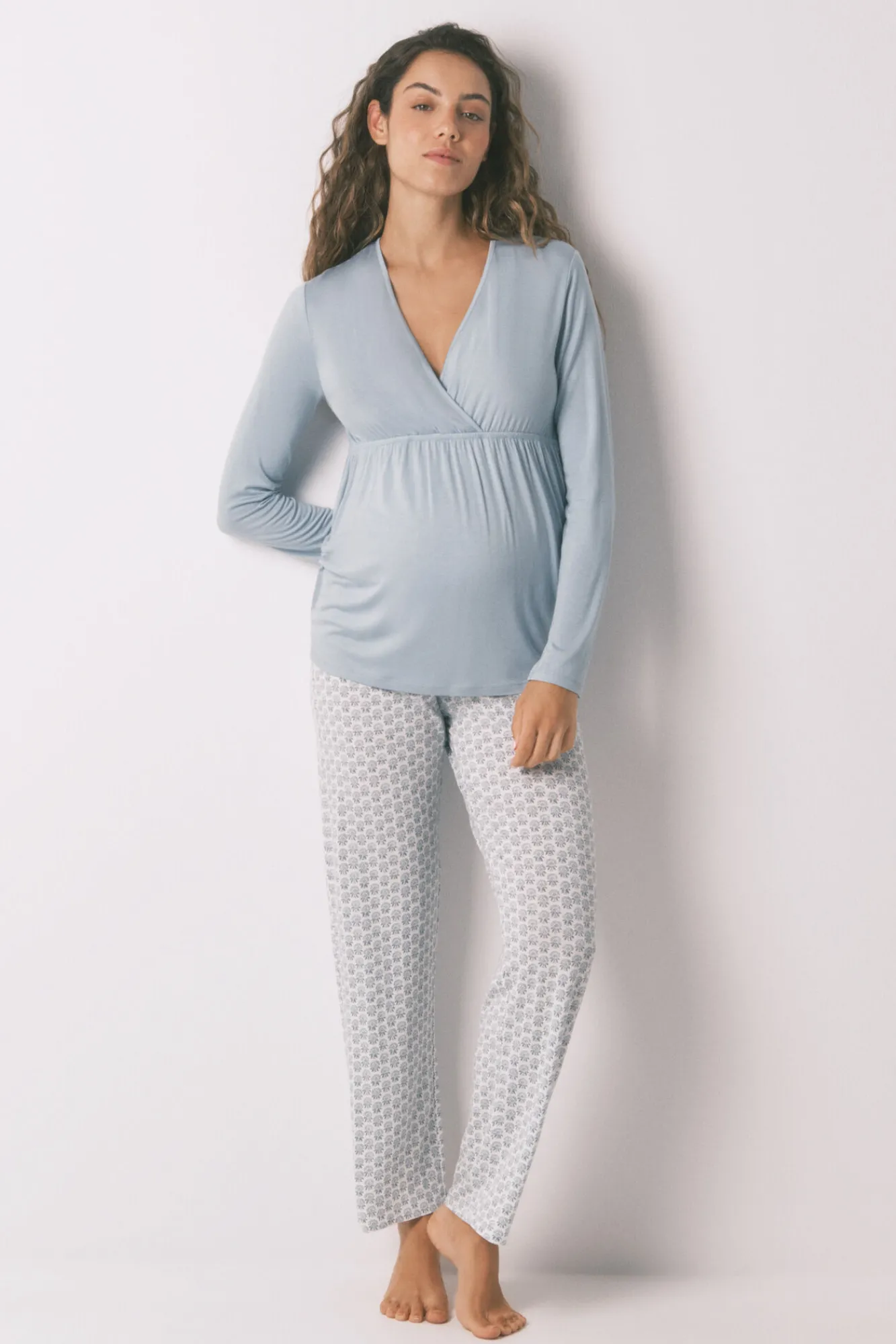 Women'secret Pijama Capri "maternity" técnica soft touch azul