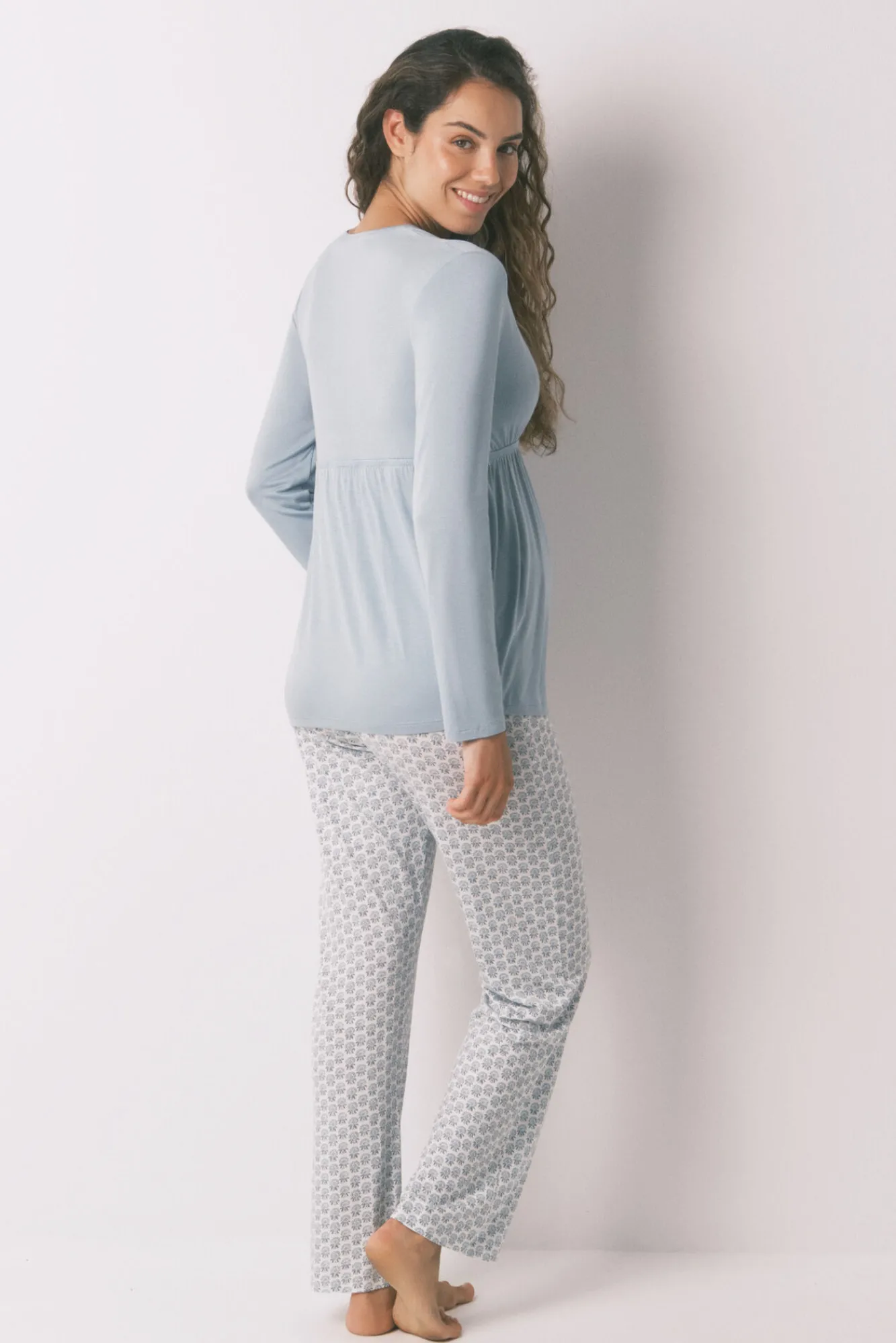 Women'secret Pijama Capri "maternity" técnica soft touch azul