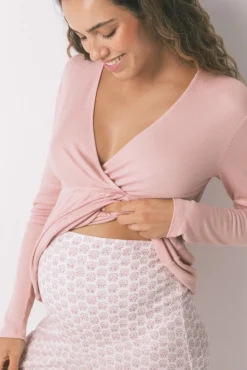 Women'secret Pijama Capri "maternity" técnica canalé