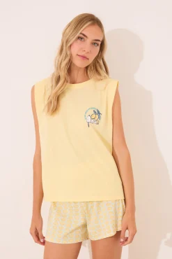 Women'secret Pijama corto 100% algodón limones Snoopy