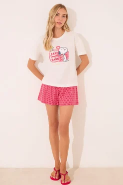 Women'secret Pijama corto 100% algodón Snoopy rojo