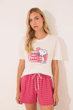 Women'secret Pijama corto 100% algodón Snoopy rojo