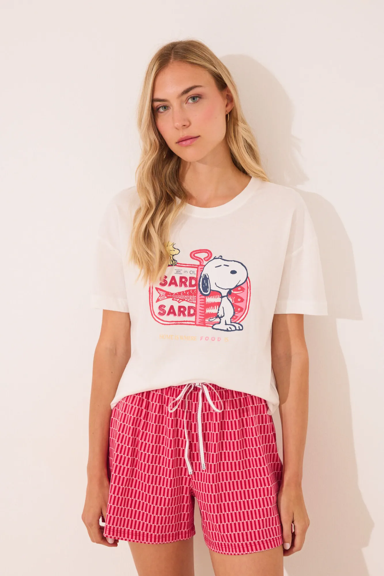 Women'secret Pijama corto 100% algodón Snoopy rojo