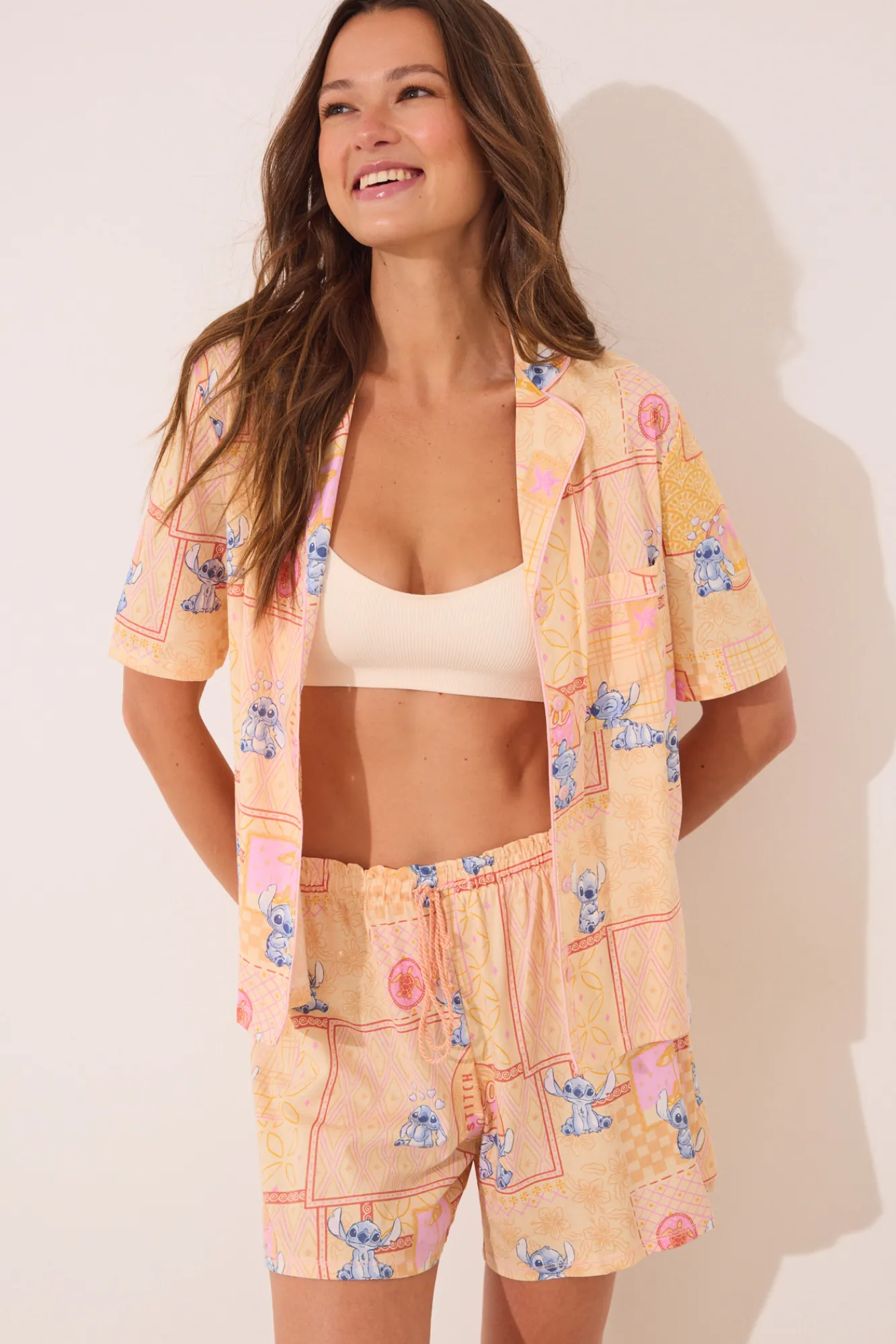 Women'secret Pijama corto camisero Lilo & Stitch