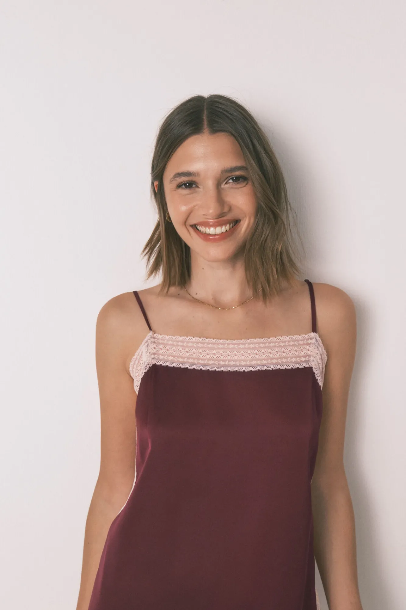 Women'secret Pijama corto encaje vino
