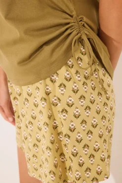 Women'secret Pijama corto Snoopy caqui