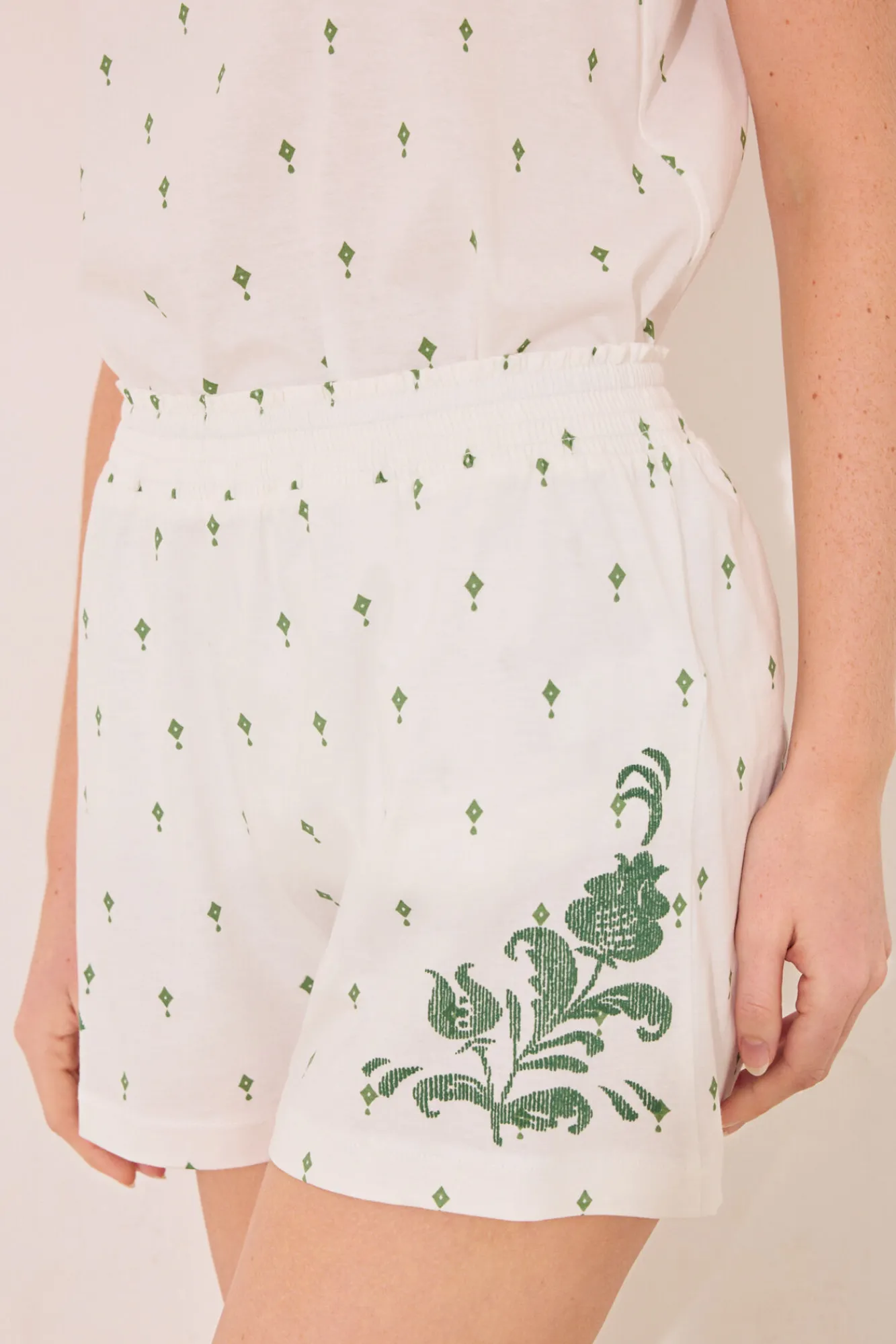 Women'secret Pijama corto tirantes algodón estampado verde