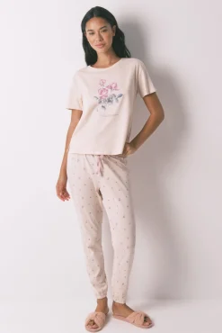Women'secret Pijama largo 100% algodón flores