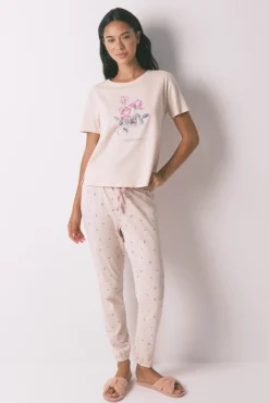 Women'secret Pijama largo 100% algodón flores