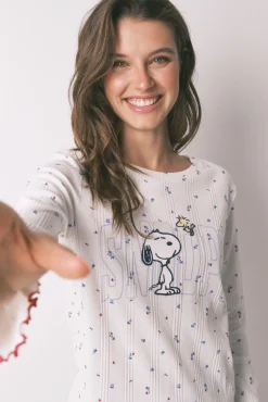 Women'secret Pijama largo algodón Snoopy flores