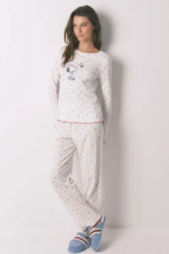 Women'secret Pijama largo algodón Snoopy flores