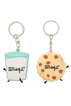 Mr. Wonderful Set de 2 llaveros - Vaso de leche y galletas