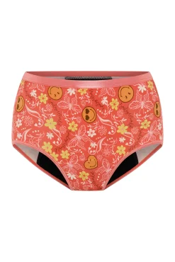 Modibodi SmileyWorld® Braga Menstrual Alta Bambú Flujo Súper Coral