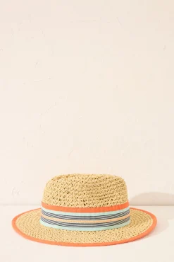 Women'secret Sombrero pequeño rafia multicolor