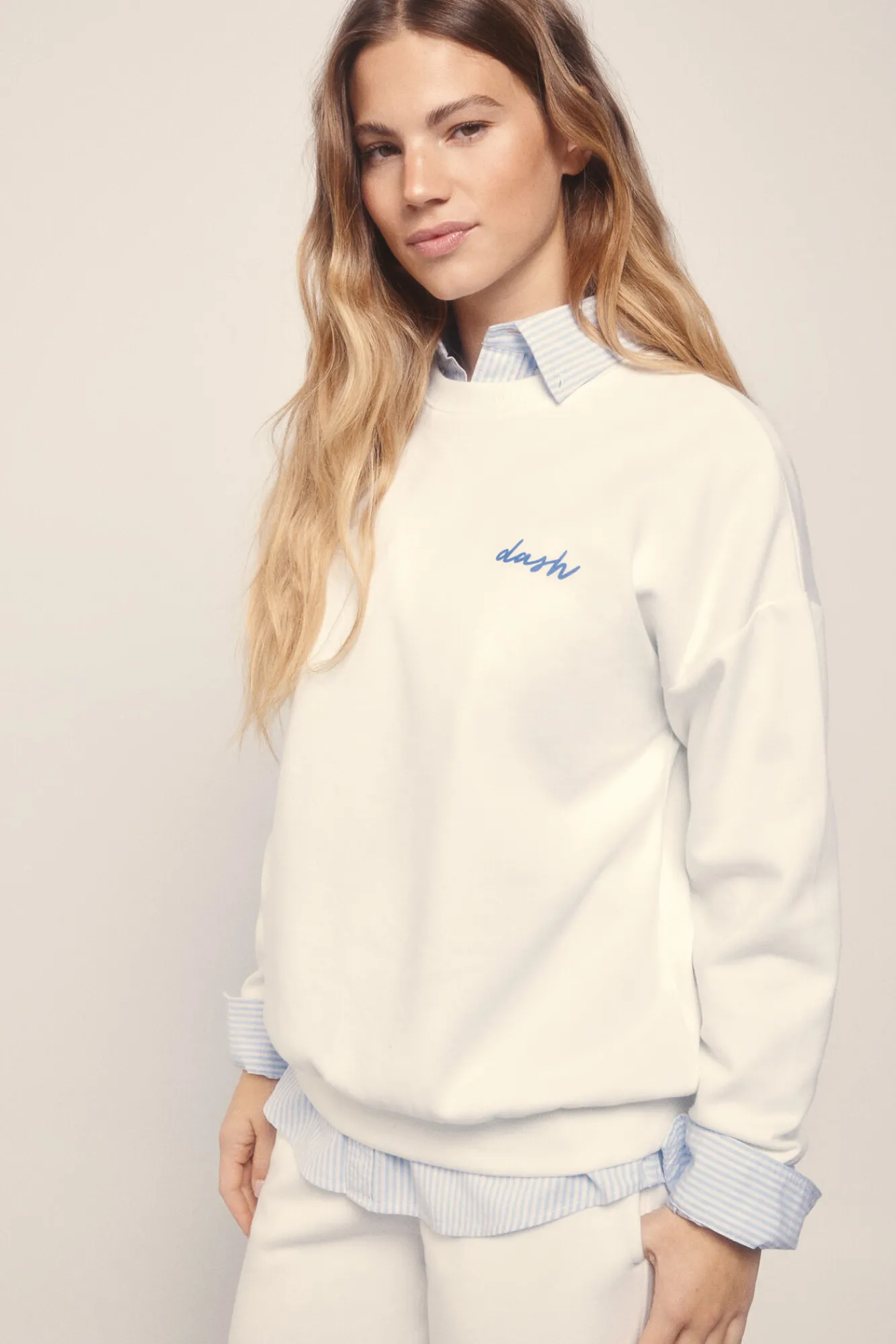 Dash and Stars Sudadera felpa piqué marfil
