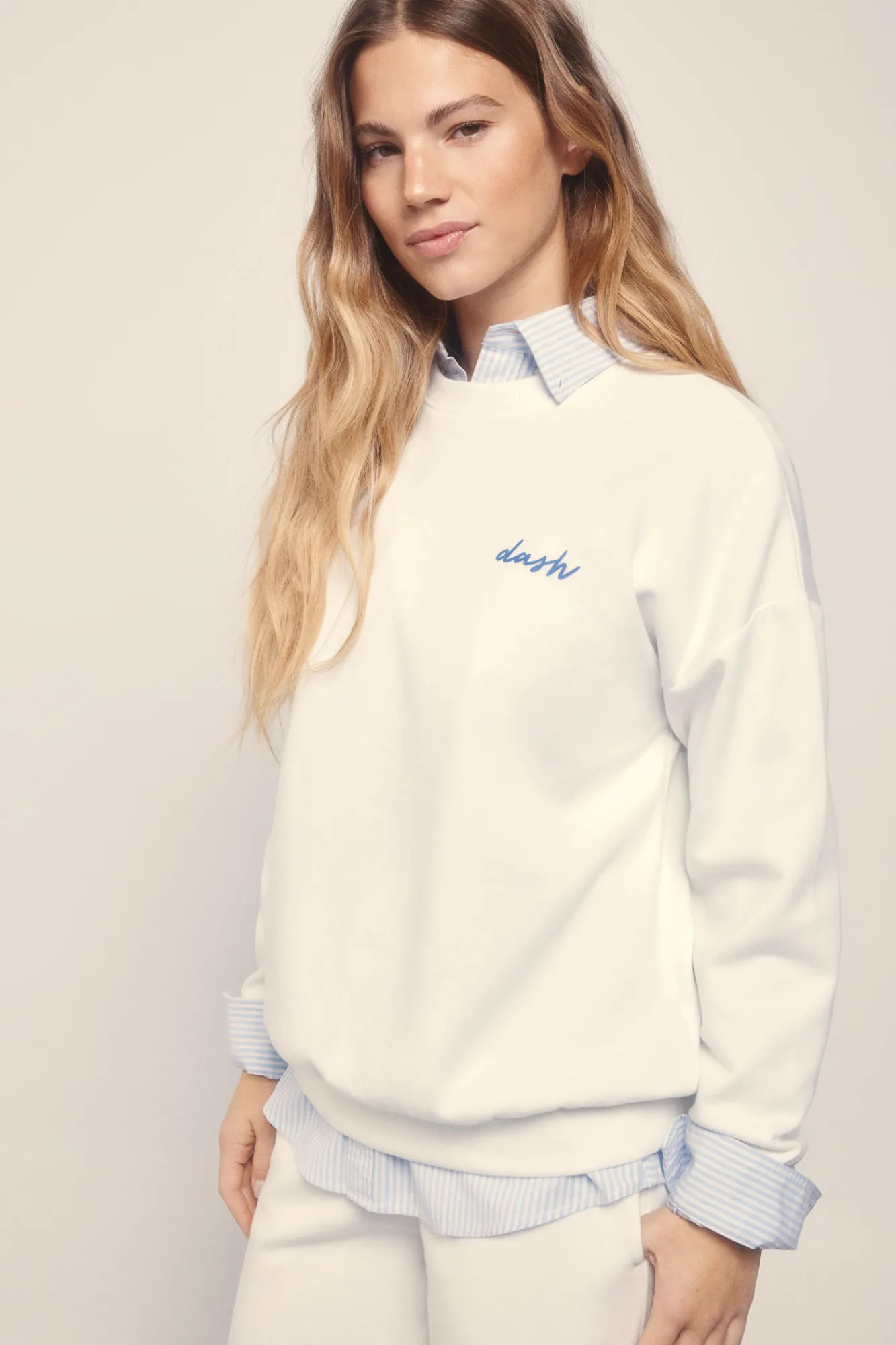 Dash and Stars Sudadera felpa piqué marfil