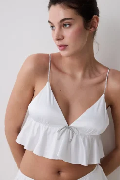 Penti Sujetador bralette triangular satinado blanco