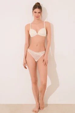 Women'secret Sujetador CHARMING microfibra y encaje crema
