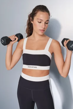 Dash and Stars Sujetador deportivo 4D Stretch bandeau blanco y
