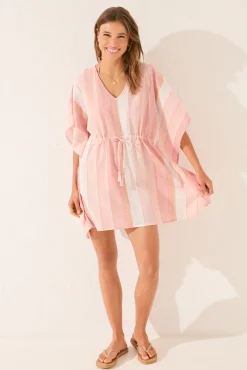 Women'secret Túnica corta algodón rayas rosa lurex