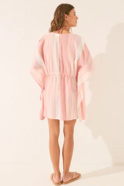 Women'secret Túnica corta algodón rayas rosa lurex