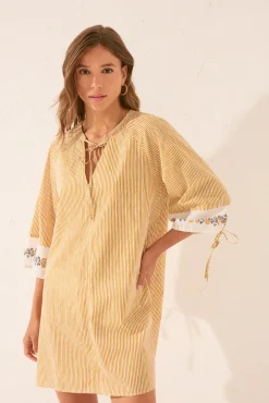 Women'secret Túnica midi algodón rayas cenefa