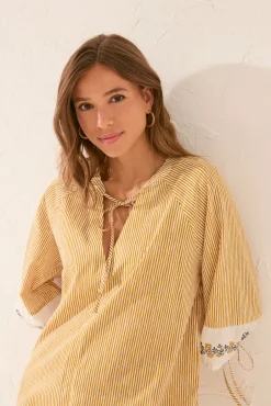 Women'secret Túnica midi algodón rayas cenefa